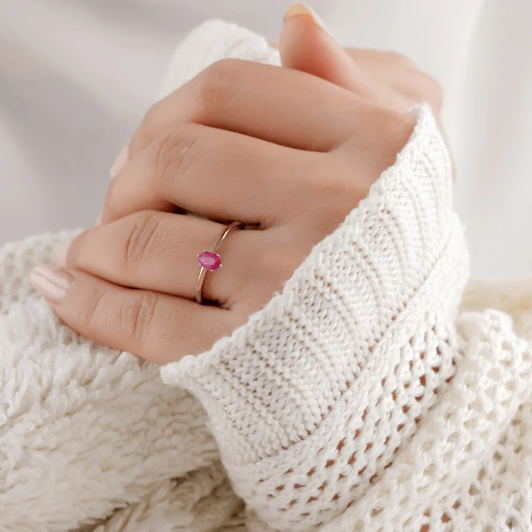 Genuine Ruby Solitaire Ring