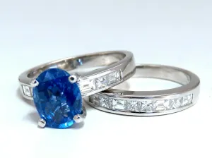GIA Certified 2.58ct Natural No Heat Sapphire Diamond Ring Unheated Platinum