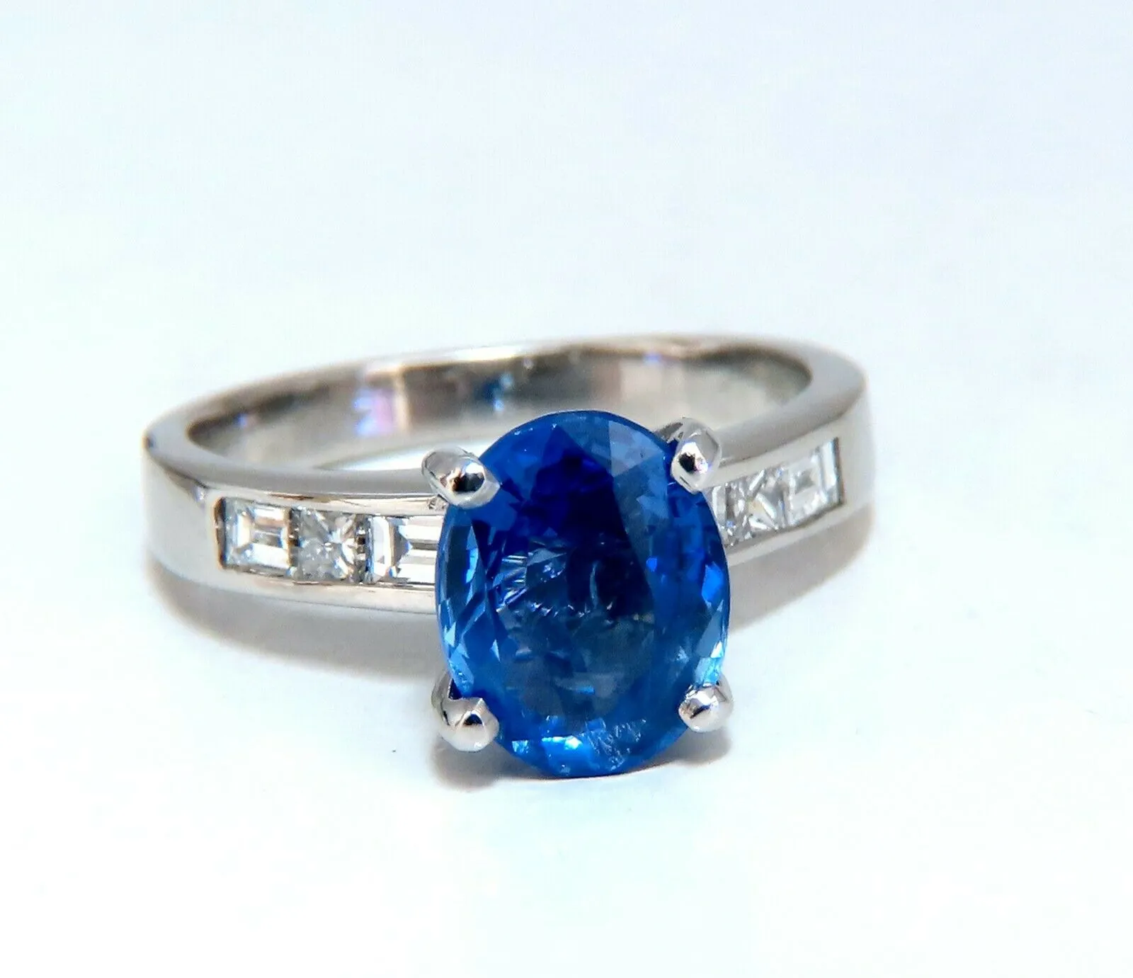 GIA Certified 2.58ct Natural No Heat Sapphire Diamond Ring Unheated Platinum
