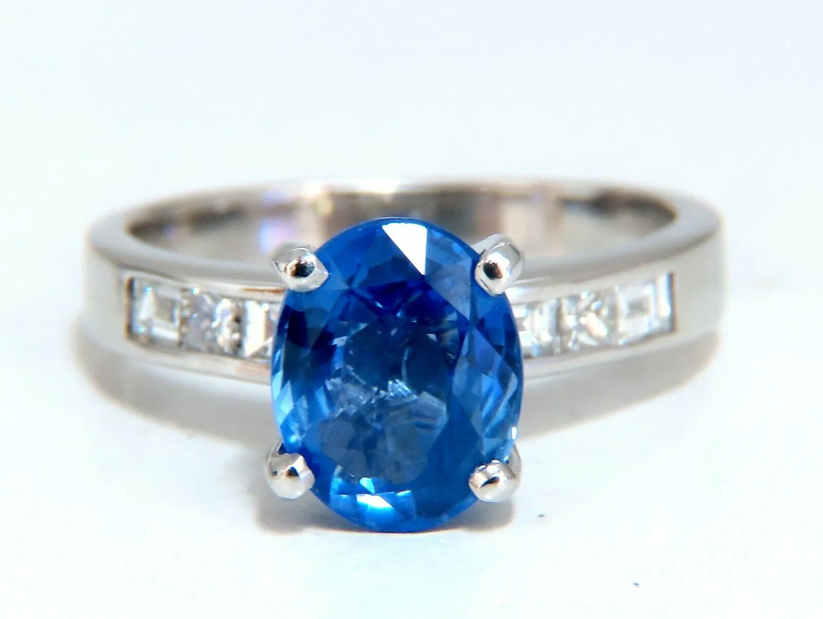 GIA Certified 2.58ct Natural No Heat Sapphire Diamond Ring Unheated Platinum