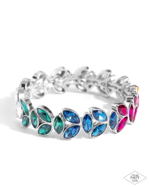 Gilded Gardens - Multi - Colorful Rhinestone Cancer Awareness Paparazzi Stretchy Bracelet - Pink Diamond Exclusive