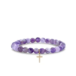 Gold & Diamond Cross on Amethyst