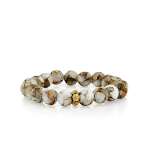 Gold & Diamond Rose Rondelle on Calcite