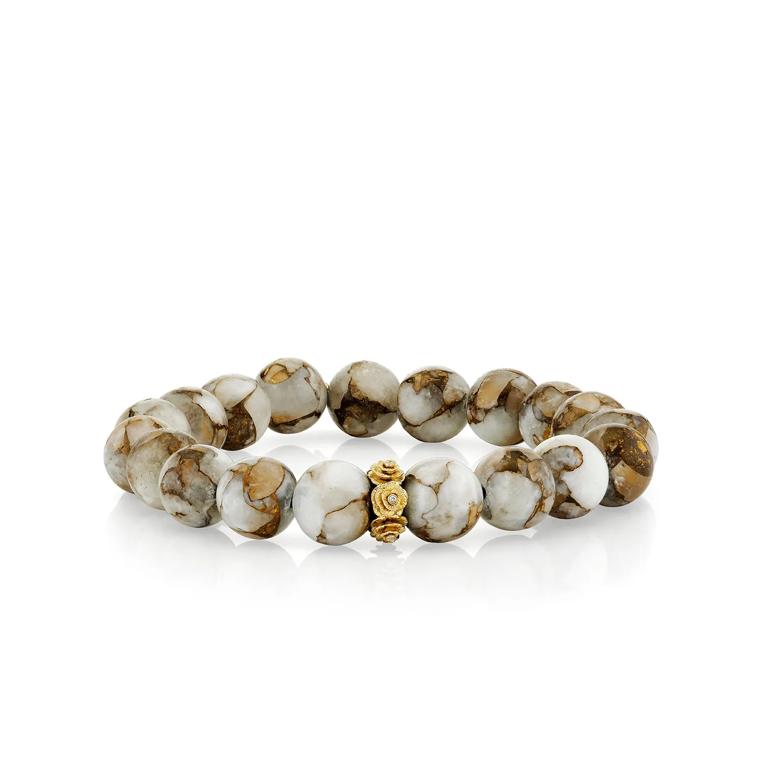 Gold & Diamond Rose Rondelle on Calcite