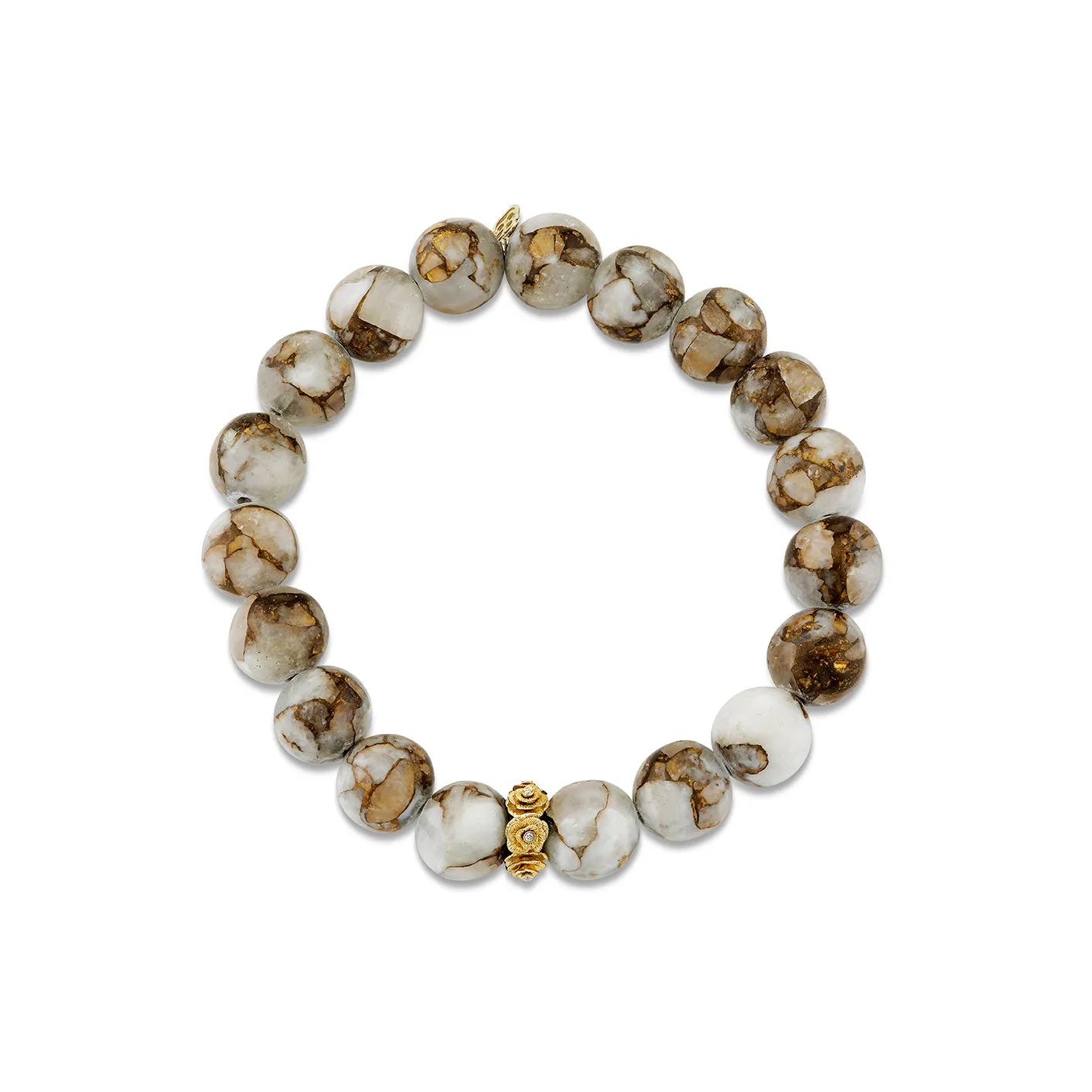 Gold & Diamond Rose Rondelle on Calcite