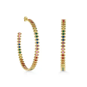 Gold & Rainbow Large Marquise Eye Hoops