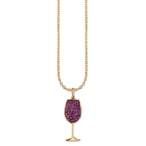 Gold & Ruby Wine Glass Charm