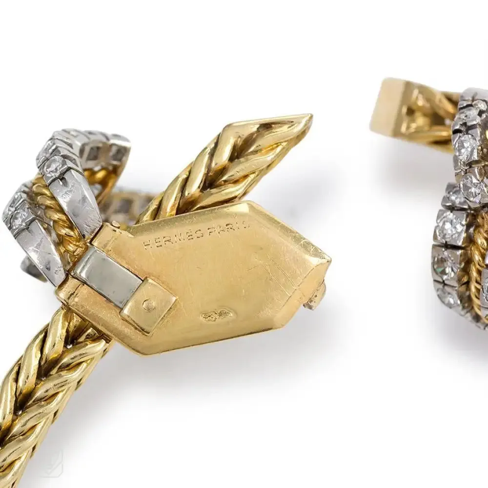 Gold and diamond foxtail necklace, Hermès