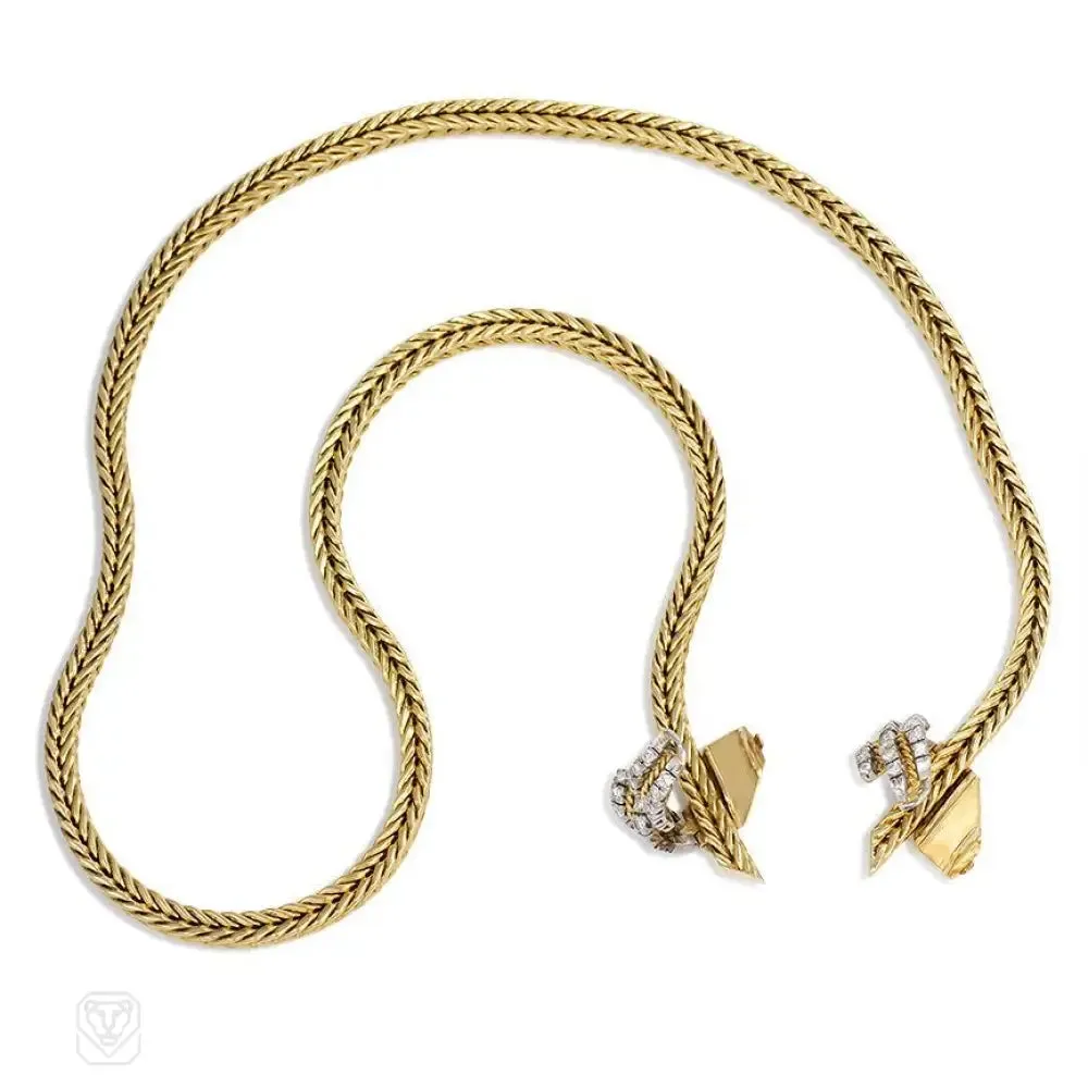 Gold and diamond foxtail necklace, Hermès