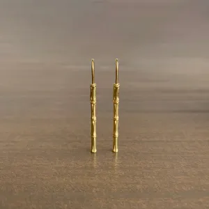 Gold Bamboo Long Dangle Earrings