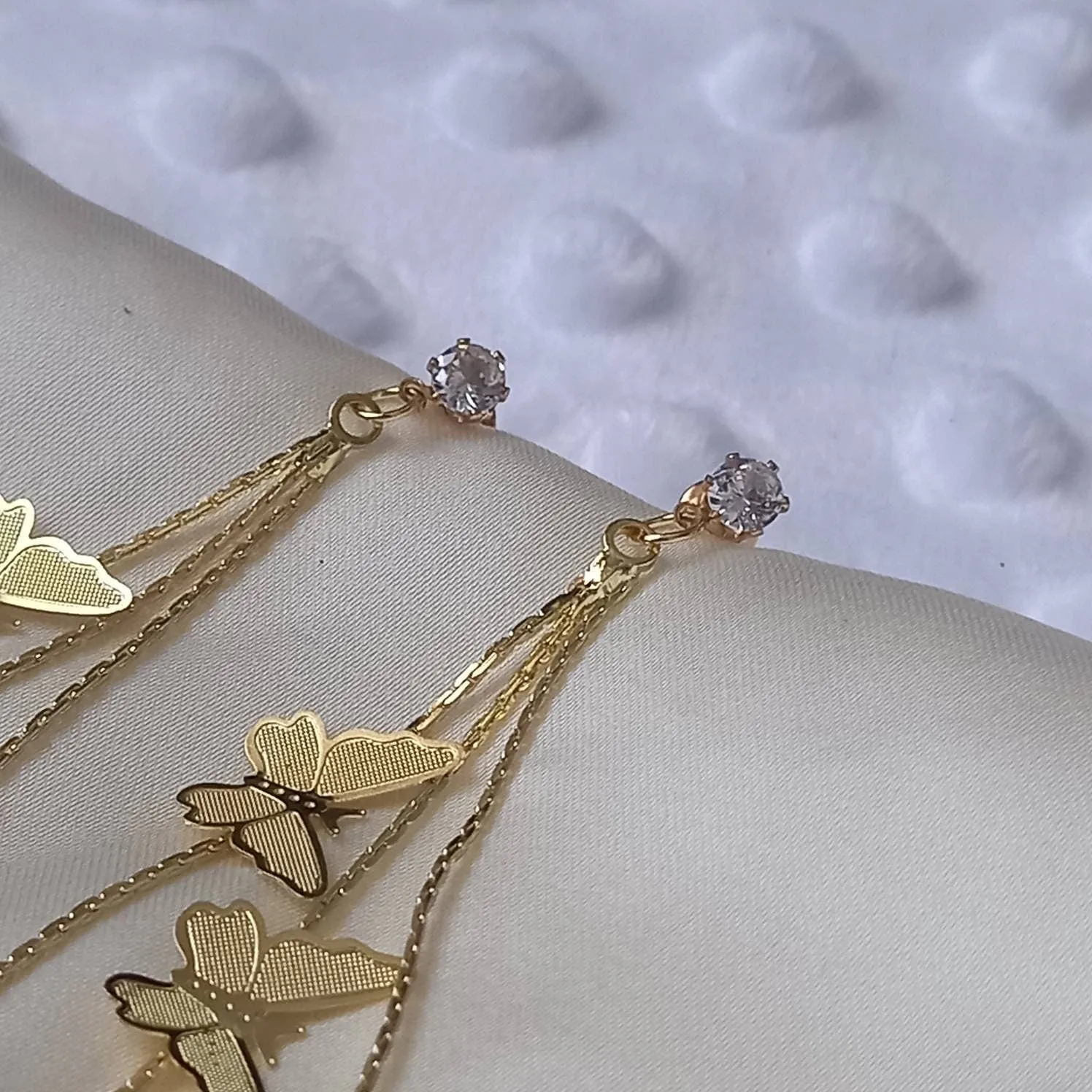 Gold Butterfly Drop Earrings - Lightweight Drop Earrings, Butterfly Earrings, Cute Earrings,Gold Earrings In The UK,Gold Butterfly Jewellery