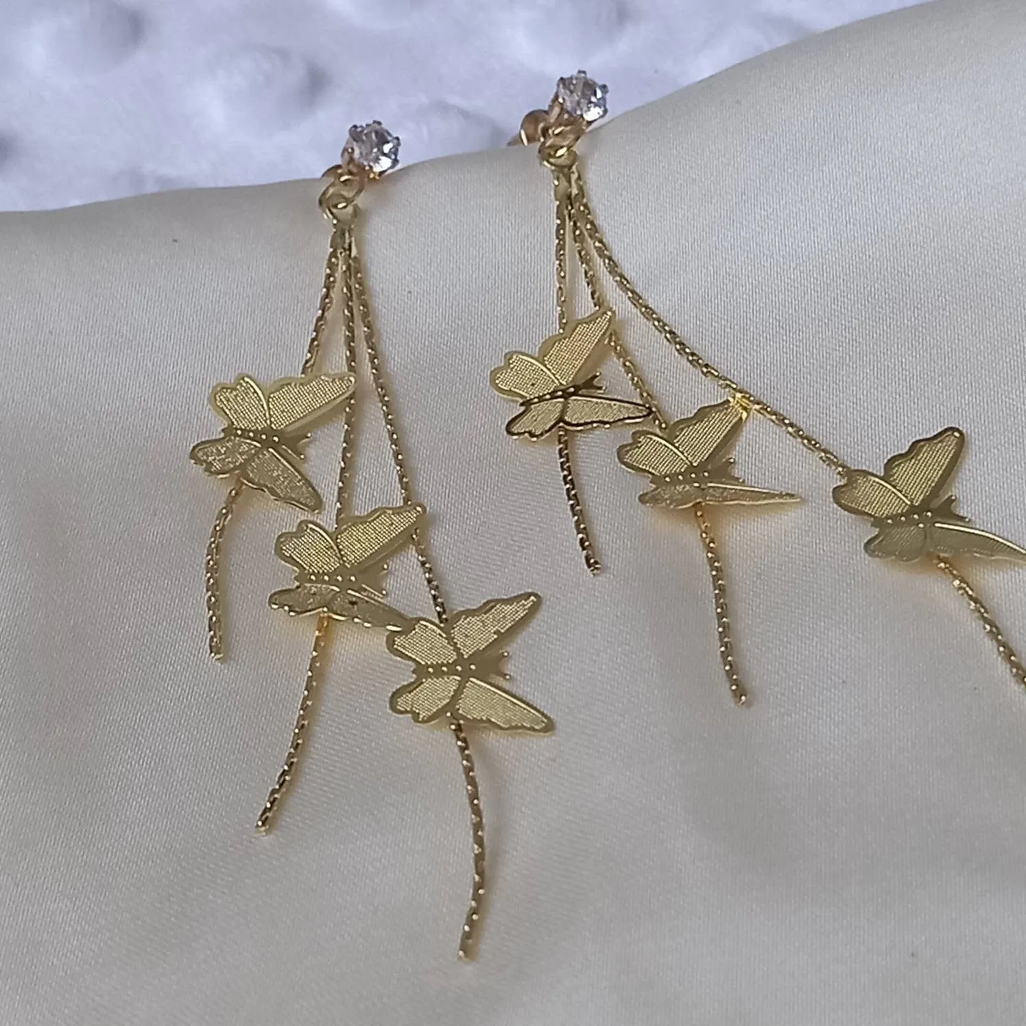 Gold Butterfly Drop Earrings - Lightweight Drop Earrings, Butterfly Earrings, Cute Earrings,Gold Earrings In The UK,Gold Butterfly Jewellery