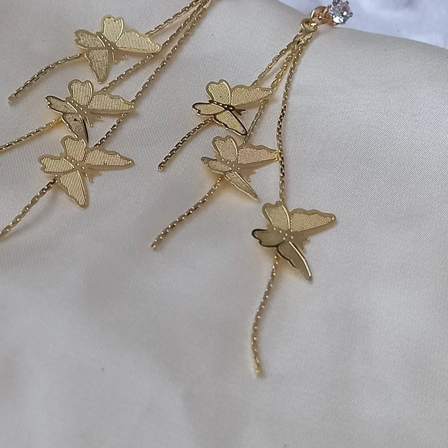 Gold Butterfly Drop Earrings - Lightweight Drop Earrings, Butterfly Earrings, Cute Earrings,Gold Earrings In The UK,Gold Butterfly Jewellery