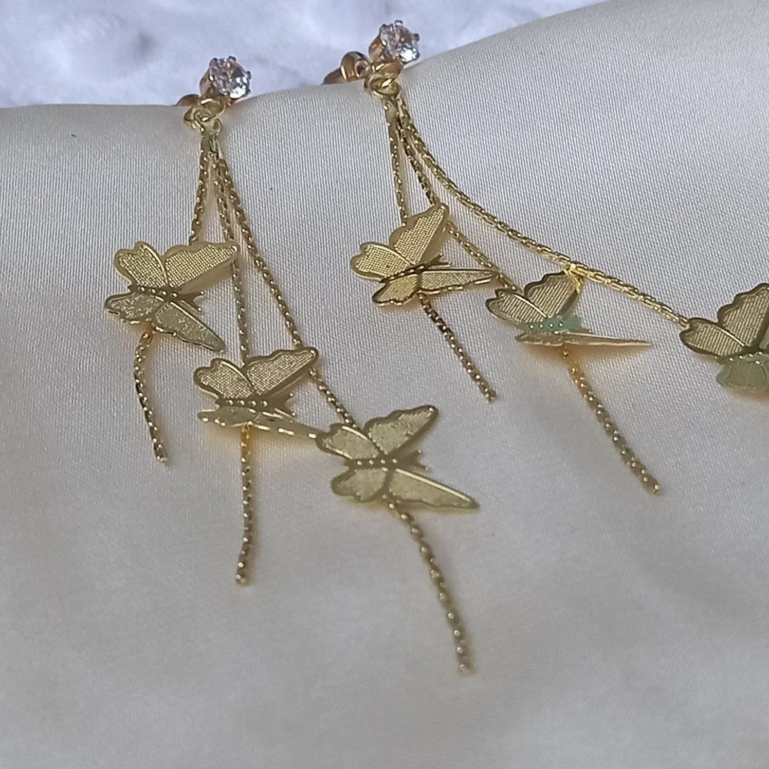 Gold Butterfly Drop Earrings - Lightweight Drop Earrings, Butterfly Earrings, Cute Earrings,Gold Earrings In The UK,Gold Butterfly Jewellery