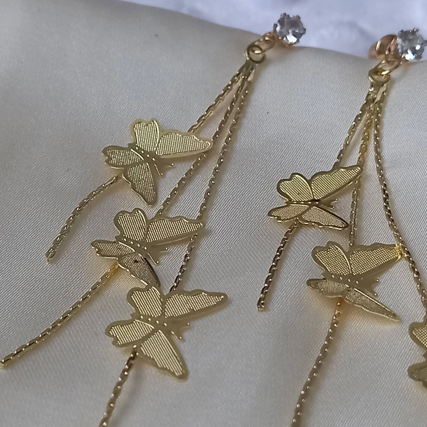 Gold Butterfly Drop Earrings - Lightweight Drop Earrings, Butterfly Earrings, Cute Earrings,Gold Earrings In The UK,Gold Butterfly Jewellery