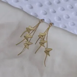 Gold Butterfly Drop Earrings - Lightweight Drop Earrings, Butterfly Earrings, Cute Earrings,Gold Earrings In The UK,Gold Butterfly Jewellery