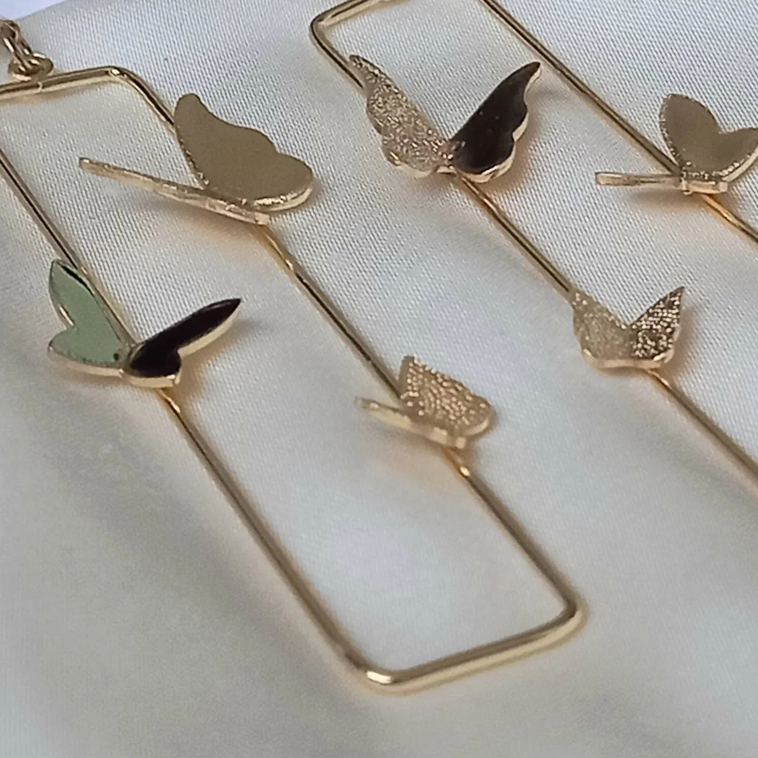 Gold Butterfly Drop Earrings - Lightweight Earrings, Rectangle Butterfly Earrings, Cute Earrings, Gold Earrings In The UK, Gold Jewellery