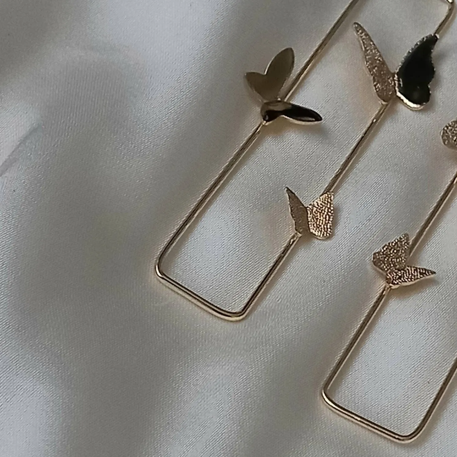 Gold Butterfly Drop Earrings - Lightweight Earrings, Rectangle Butterfly Earrings, Cute Earrings, Gold Earrings In The UK, Gold Jewellery
