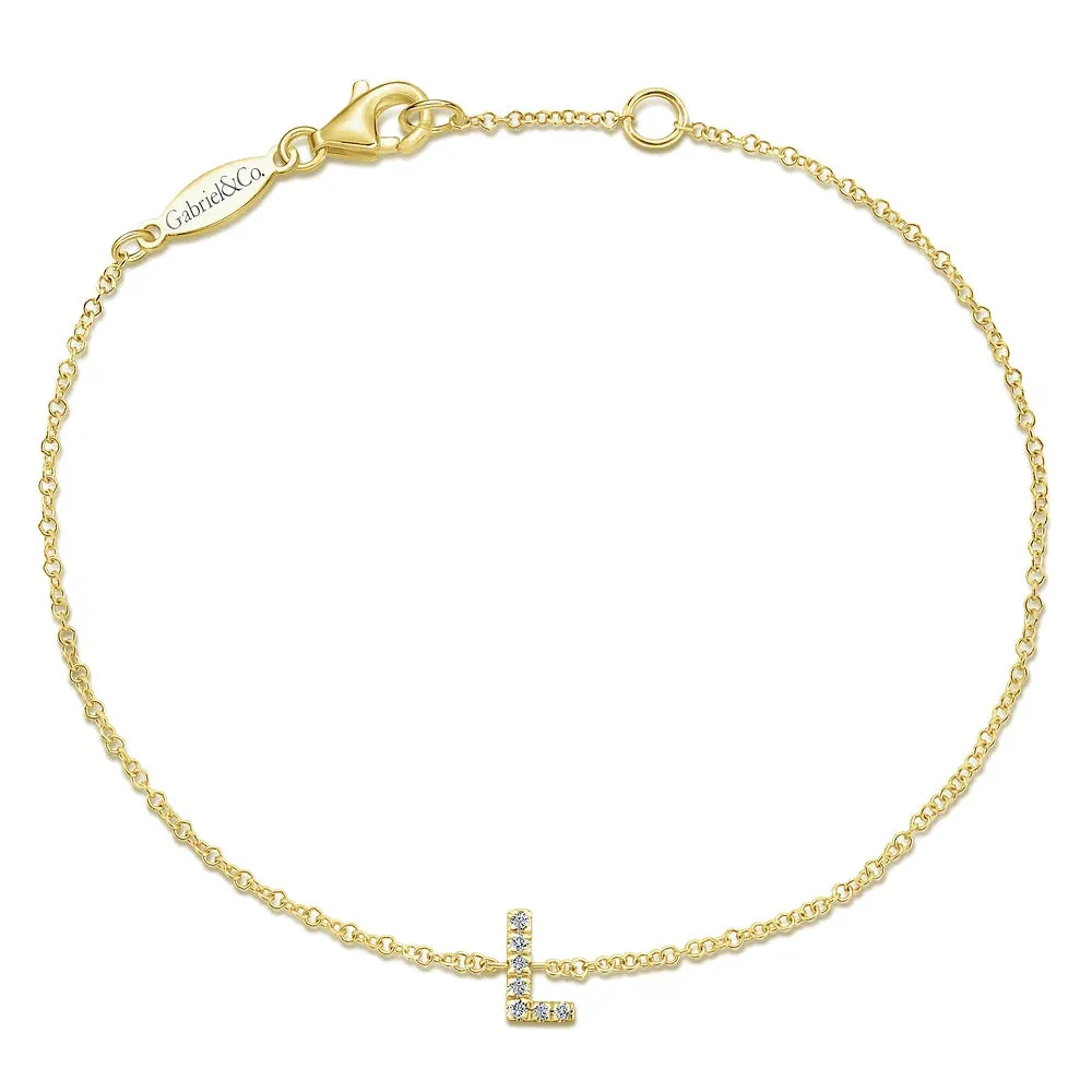 Gold Chain Bracelet with Diamond Initial