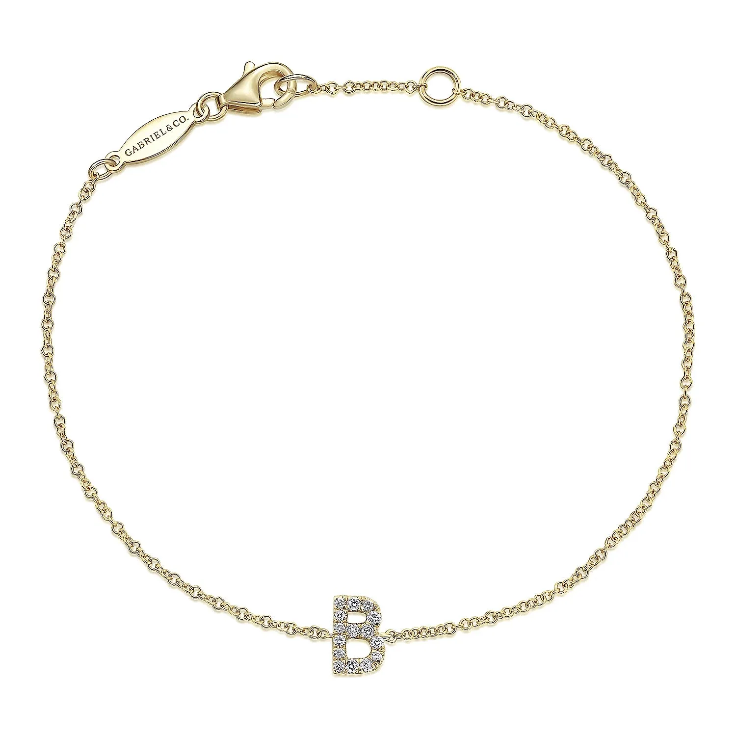 Gold Chain Bracelet with Diamond Initial