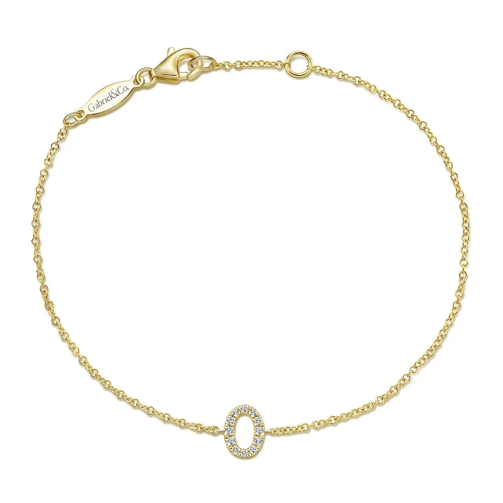 Gold Chain Bracelet with Diamond Initial