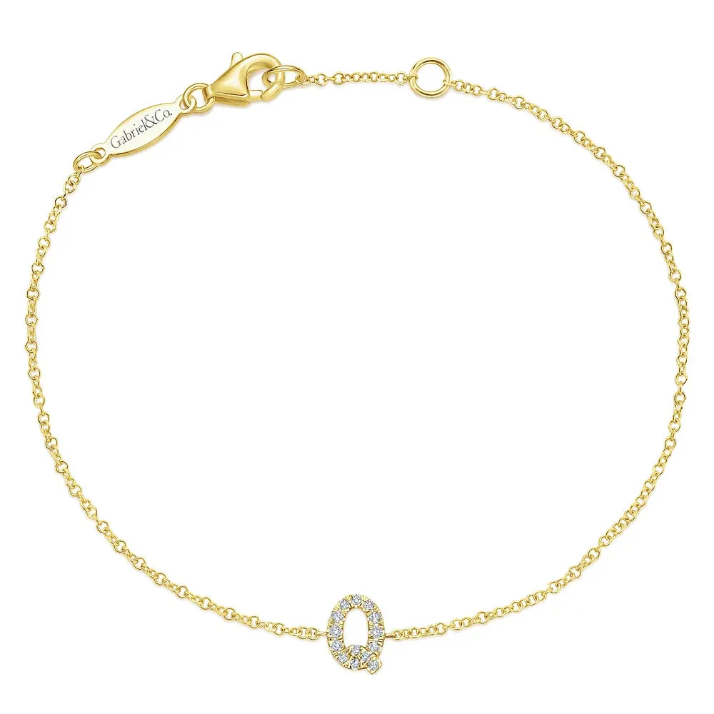 Gold Chain Bracelet with Diamond Initial