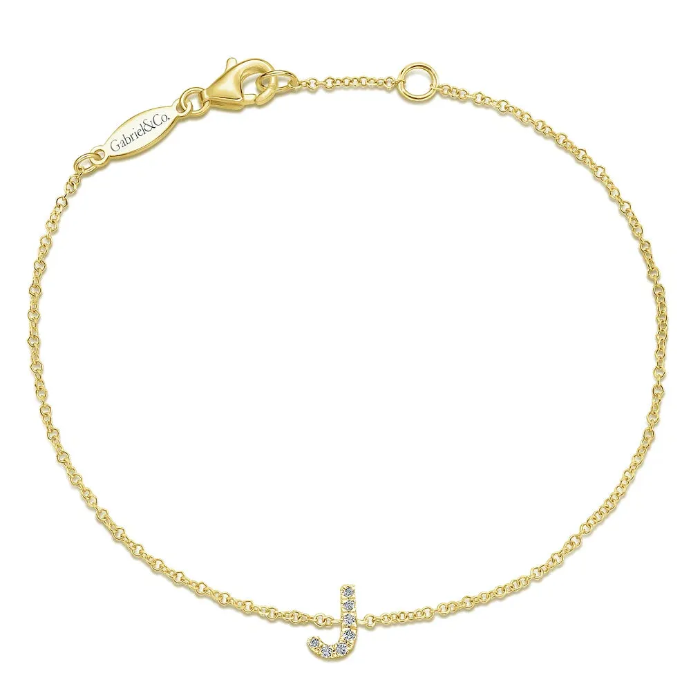 Gold Chain Bracelet with Diamond Initial