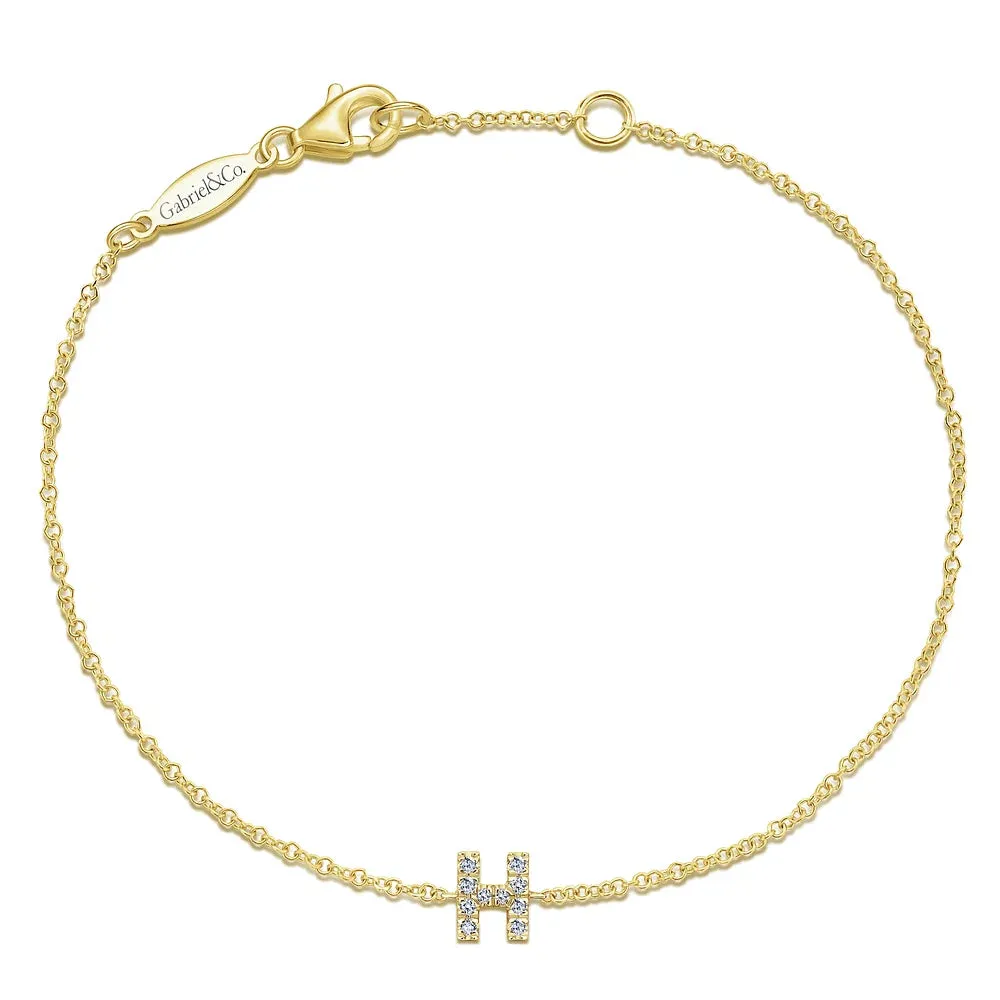 Gold Chain Bracelet with Diamond Initial