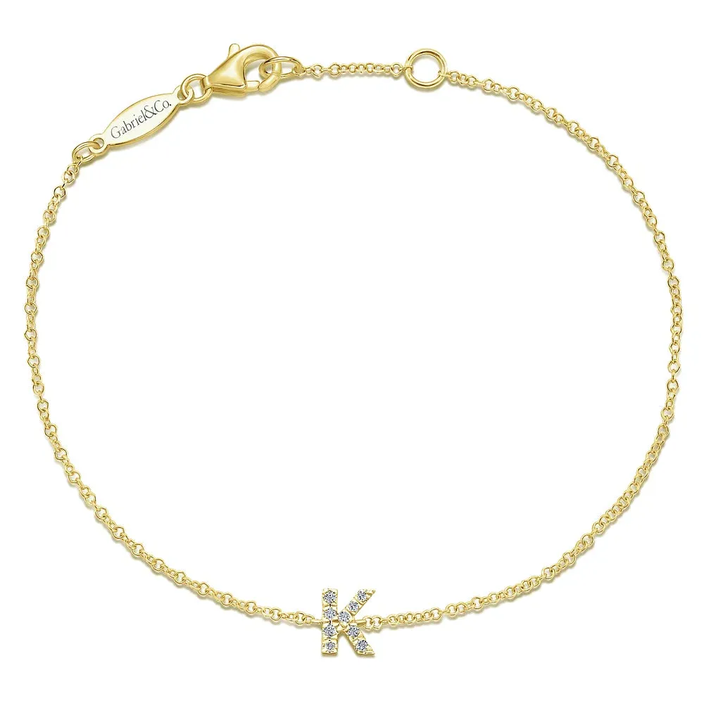 Gold Chain Bracelet with Diamond Initial
