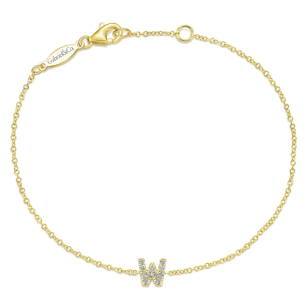 Gold Chain Bracelet with Diamond Initial