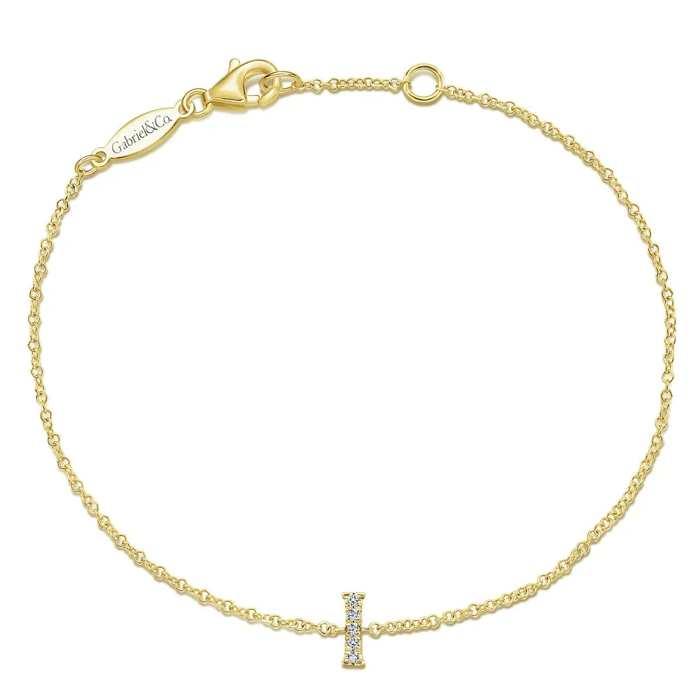 Gold Chain Bracelet with Diamond Initial