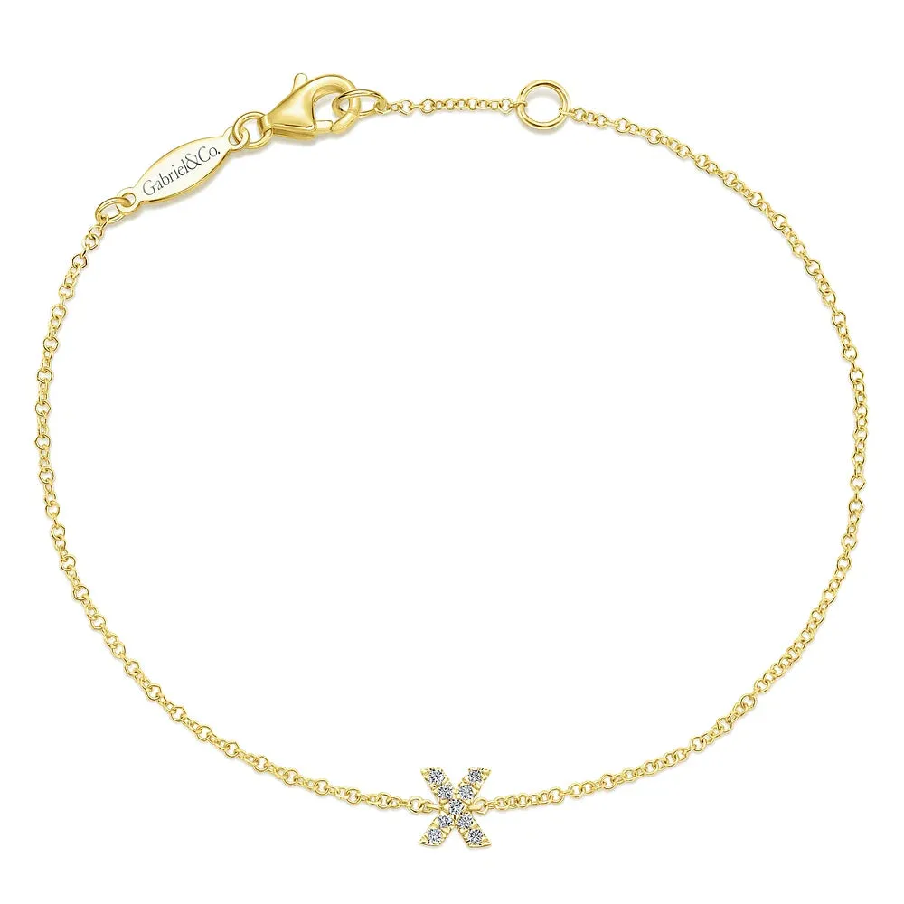 Gold Chain Bracelet with Diamond Initial