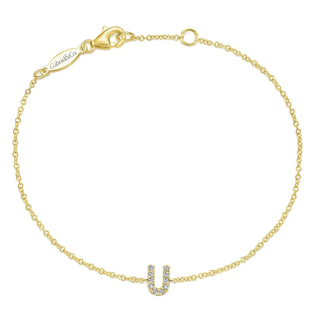 Gold Chain Bracelet with Diamond Initial