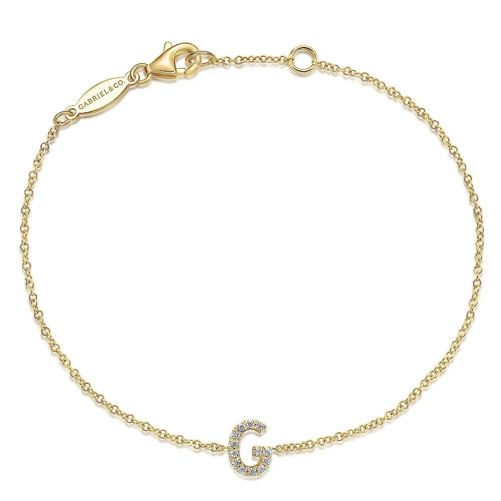 Gold Chain Bracelet with Diamond Initial