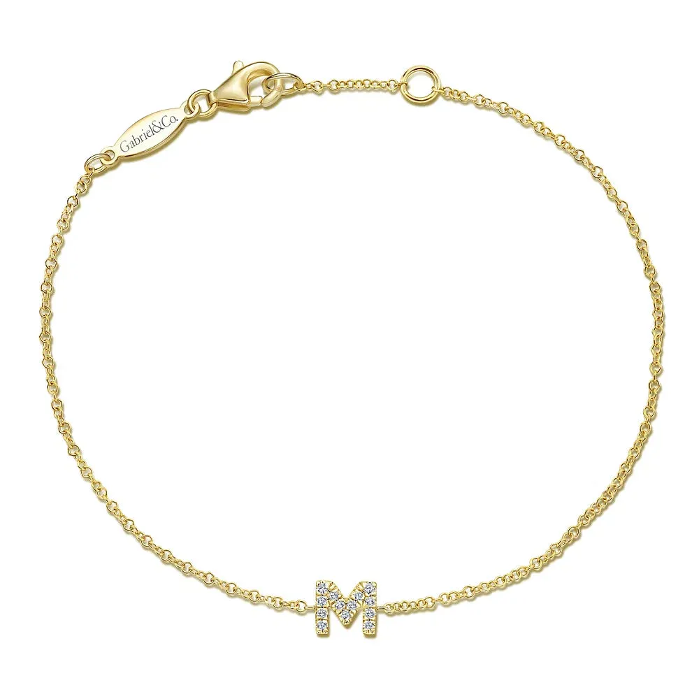 Gold Chain Bracelet with Diamond Initial