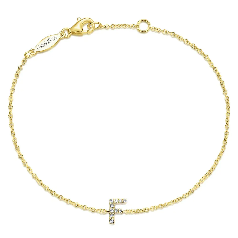 Gold Chain Bracelet with Diamond Initial
