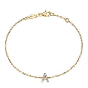 Gold Chain Bracelet with Diamond Initial
