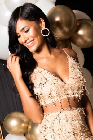 Gold Circle Diamante Earrings - Jacobi