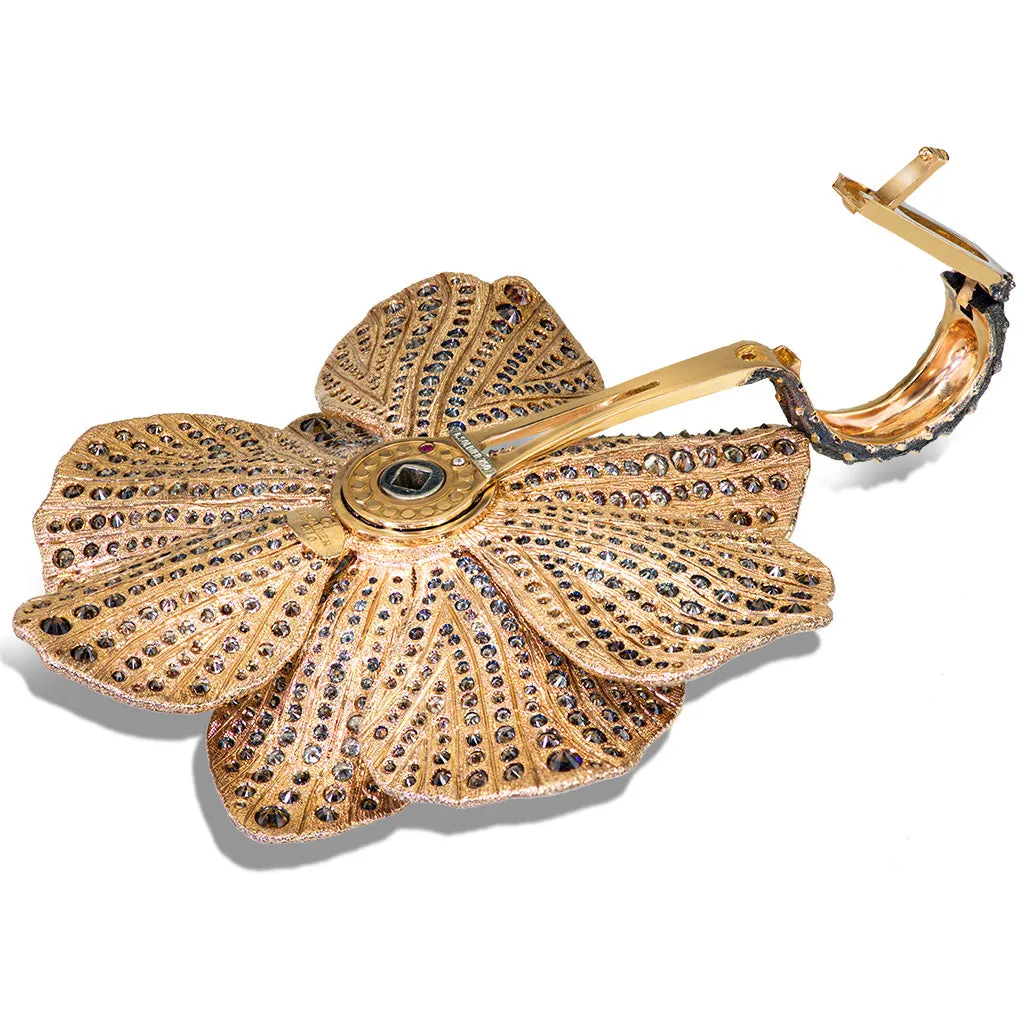 Gold Coronaria Pendant/Necklace with Garnet & Diamonds