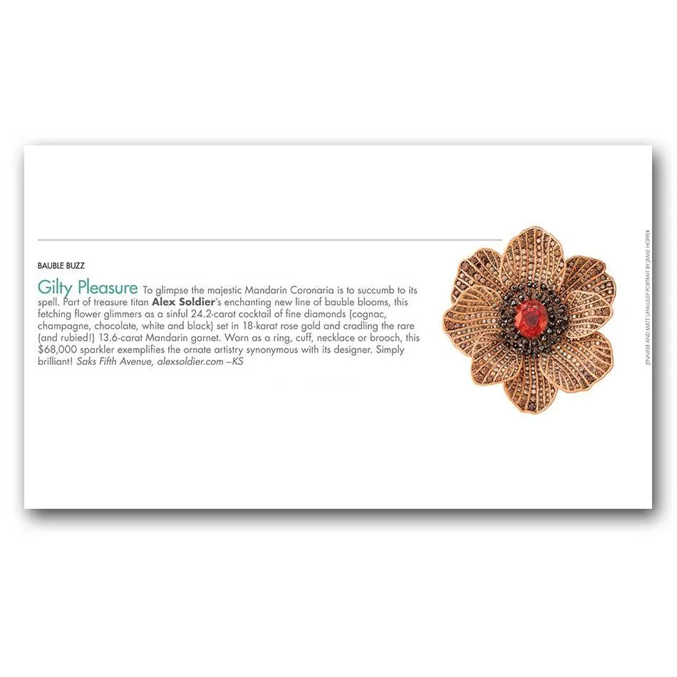 Gold Coronaria Pendant/Necklace with Garnet & Diamonds