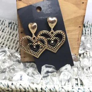 Gold Double Heart Earrings