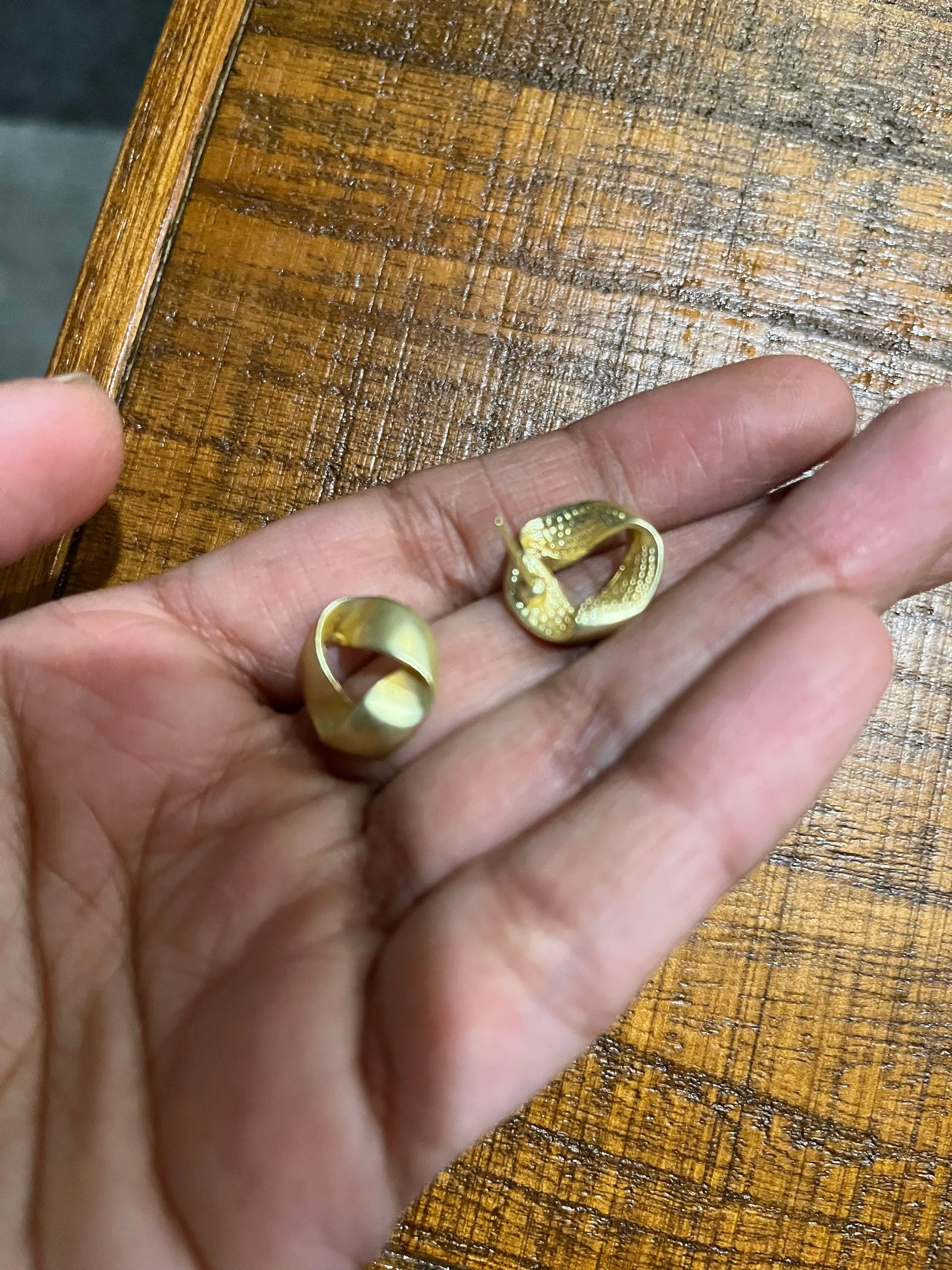 gold earrings , gold studs  metal earring big 1 inch gold stud earring ,  gold earrings , abstract chunky gold studs big