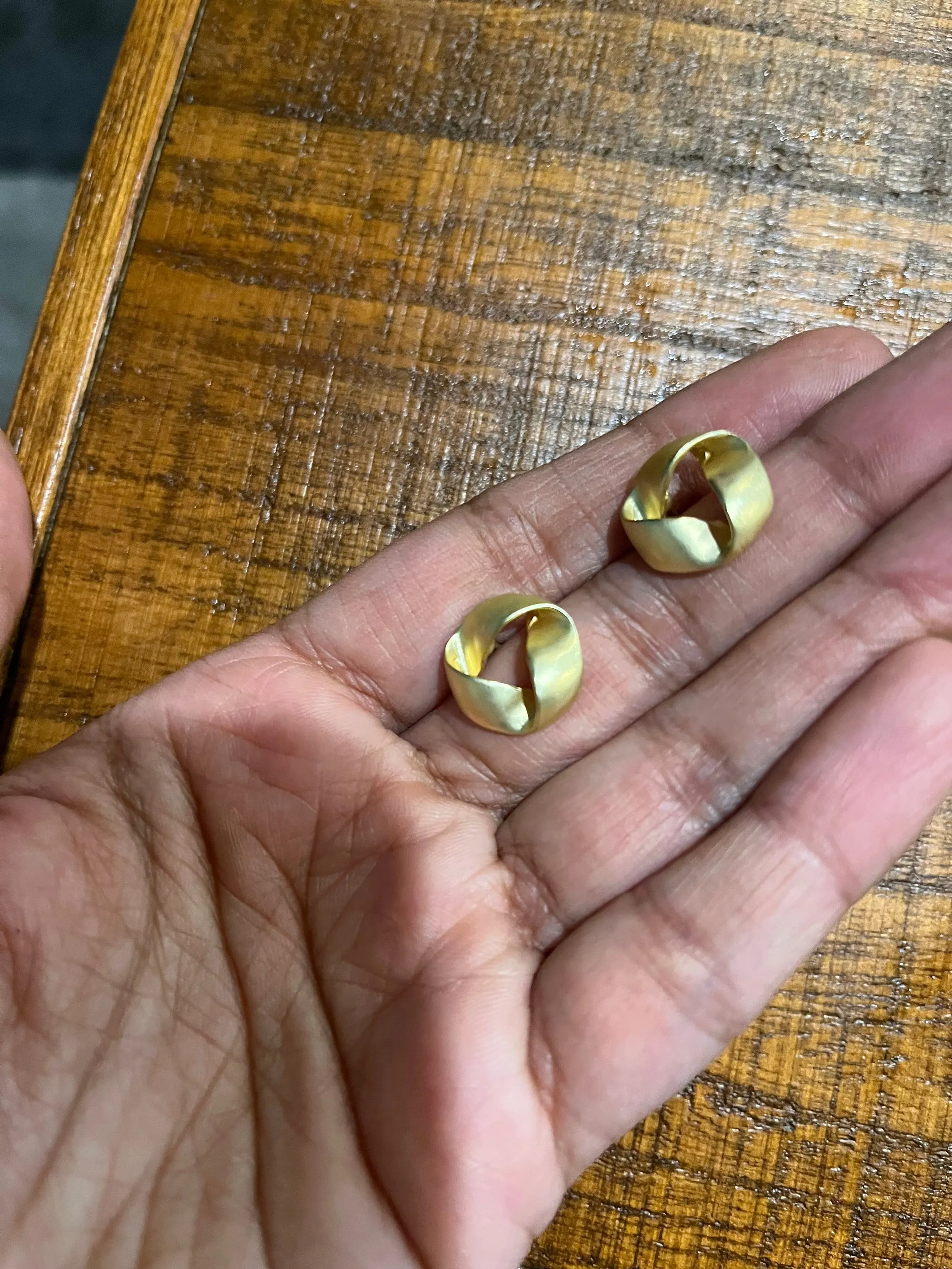 gold earrings , gold studs  metal earring big 1 inch gold stud earring ,  gold earrings , abstract chunky gold studs big