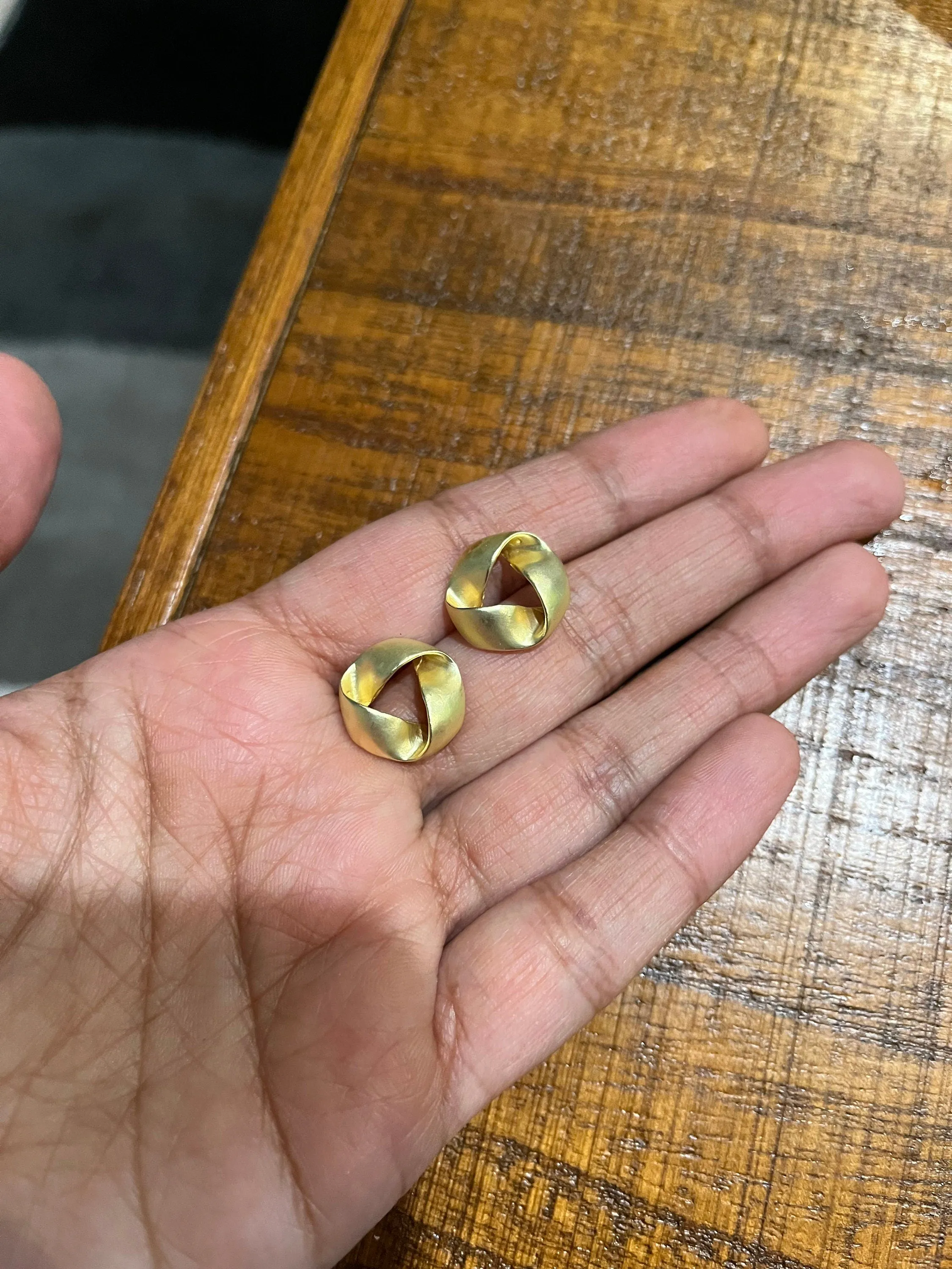 gold earrings , gold studs  metal earring big 1 inch gold stud earring ,  gold earrings , abstract chunky gold studs big
