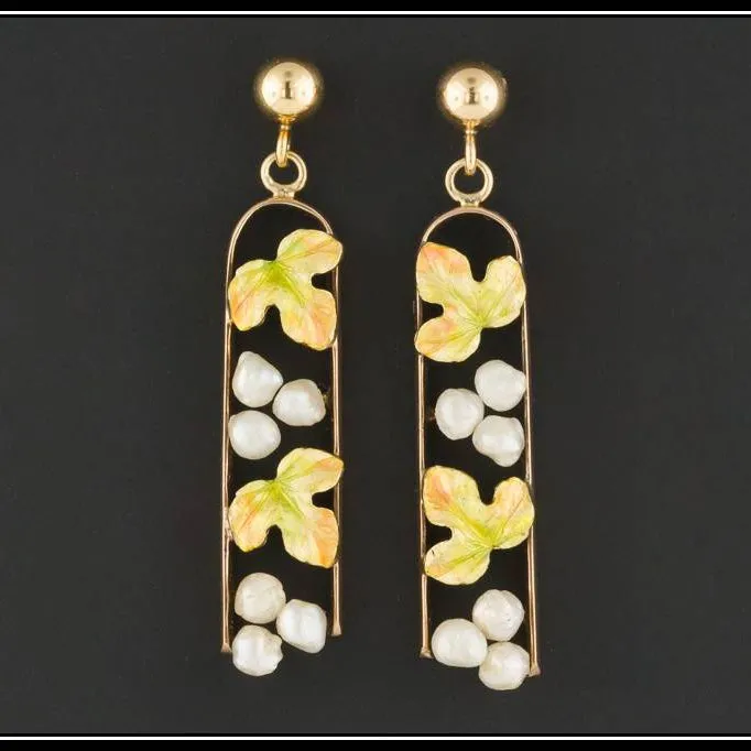 Gold Grape Dangle Earrings | Antique Pin Conversion Earrings