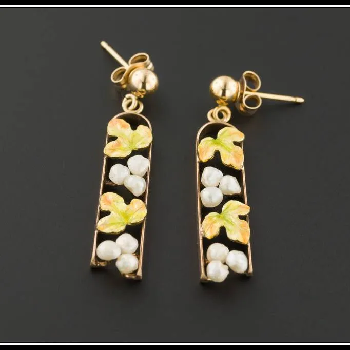 Gold Grape Dangle Earrings | Antique Pin Conversion Earrings