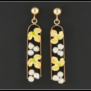Gold Grape Dangle Earrings | Antique Pin Conversion Earrings