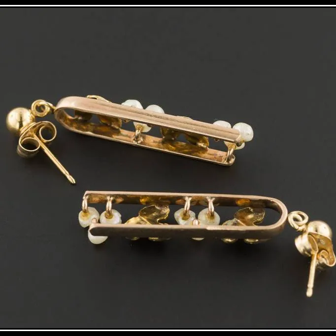 Gold Grape Dangle Earrings | Antique Pin Conversion Earrings