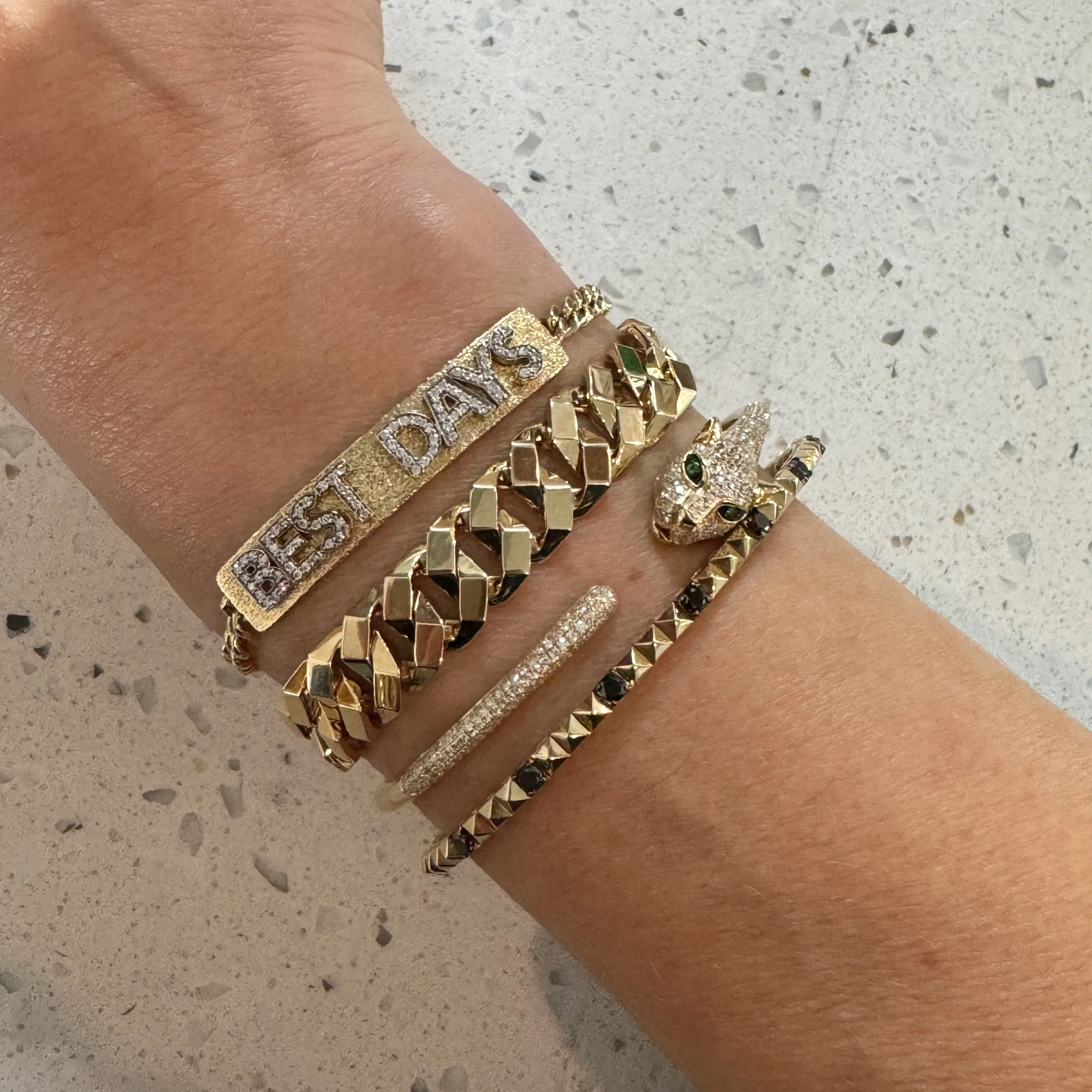 Gold ID Bracelet With Mini Diamond Letters