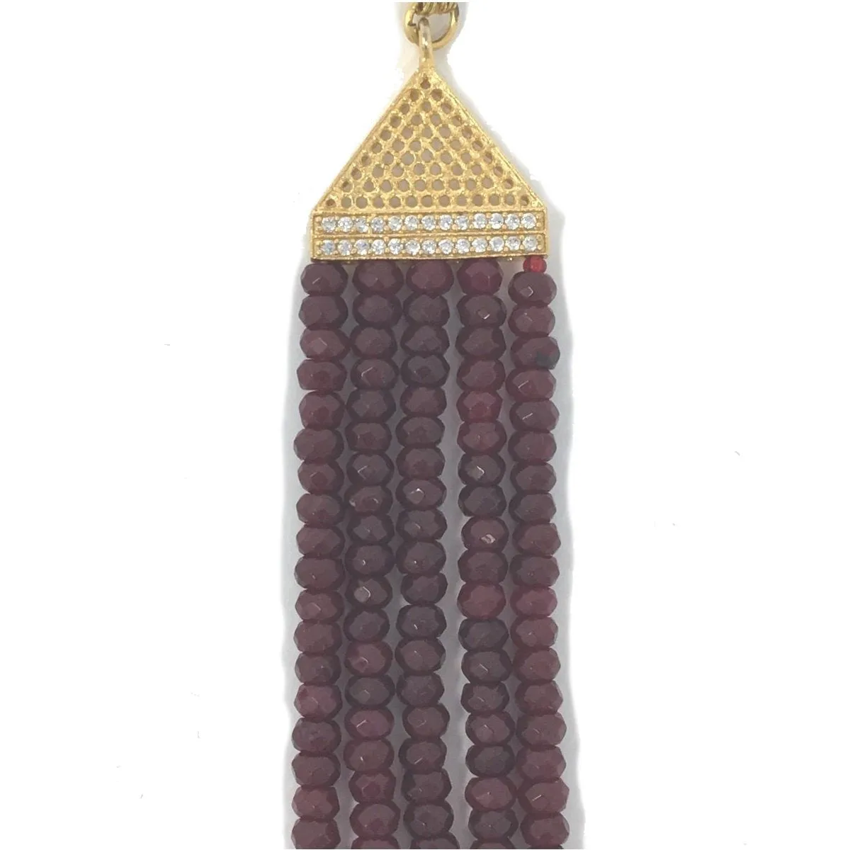 Gold Kundan Long Necklace with Ruby Colored Stones